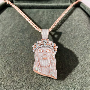 Colgante con Rostro de Jesús y Piedras de Moissanita, Amuleto Religioso para Ceremonias Cristianas, Joyería Unisex - Product Image 4