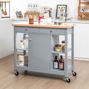 Carrello da Cucina Mobile con 4 Ripiani Aperti e 2 Cassetti, Soluzione Pratica di Stoccaggio per la Tua Cucina - Product Image 2