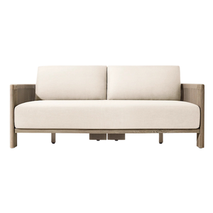 Luxury Modern Two Seat Curved Teak Wood <b>Outdoor</b> <b>Sofa</b> with Rope Woven Waterproof Cushions for Living Room & Villa Resort - Product Image 6