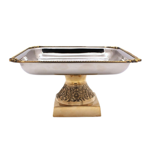 Elegante Centro de Mesa de Metal de Calidad Superior con Diseño de Flores y Hojas, Tazón de Lujo para Servir Comida, Utensilios de Cocina - Product Image 3