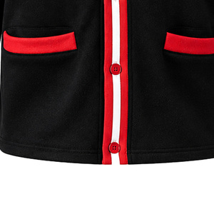 Cárdigan con logotipo personalizado, letra griega DST 19** bordada, forro polar de alta calidad, cuello en V, ribete a rayas, con botones, directo de fábrica, Pakistán. - Product Image 4