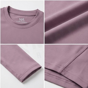 Haut court à col rond et manches longues, couleur unie, sans couture, vêtements de yoga, vêtements de sport pour femmes - Product Image 4