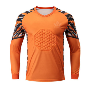 Maillot de football à manches longues pour homme, col en V, rembourré, imprimé géométrique, respirant, anti-humidité, polyester, uniforme de gardien de but personnalisé - Product Image 3