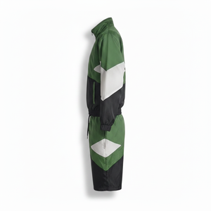 Ensemble de survêtement sportif unisexe ADH, vert, noir, blanc, couleur contrastée, veste à fermeture éclair courte, short, séchage rapide, coupe classique, adulte, printemps - Product Image 2