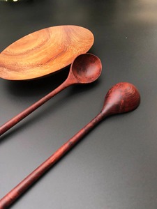 Ensemble de cuillères de cuisine en bois naturel artisanal de qualité supérieure, manche long, bois massif, pour servir, mélanger, remuer, ustensiles de cuisine pour la maison - Product Image 3