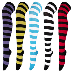 Men's Striped Knee High <b>Socks</b> Spandex Polyester Breathable Knitted Summer Wear - Product Image 4