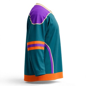 เสื้อฮอกกี้น้ำแข็งผู้ชาย สีตามสั่ง โลโก้ด้านหน้า โพลีเอสเตอร์ แขนยาว ผ้าตาข่าย คอวี ระบายอากาศ ซับเหงื่อ แขนยาวเต็มตัว สำหรับเล่นกีฬา - Product Image 4