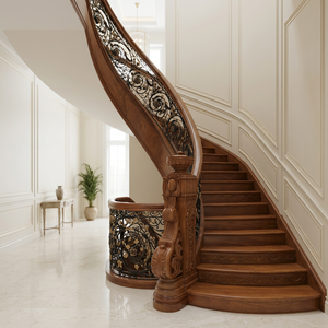 Barandilla de Escalera Victoriana de Hierro Fundido KHP con Balaustres de Hierro Fundido y Detalles Dorados, Resistente al Óxido, para Pasillos Interiores de Hoteles - Product Image 6