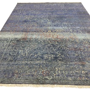 Alfombra de Lana Azul Marino con Nudos a Mano, Diseño Floral Vintage, Estilo Oriental, para Sala de Estar, Dormitorio, Hotel, Decoración del Hogar - Product Image 2