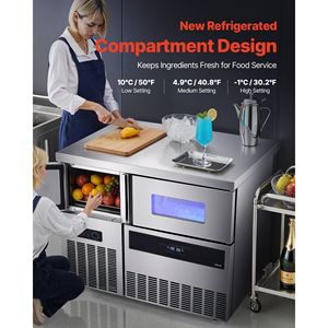Attrezzatura di Refrigerazione per Cucine Commerciali, Macchina per il Ghiaccio in Acciaio Inox, Produzione 330 Libbre/24H, Capacità di Stoccaggio 88 Libbre, 144 Cubetti/Ciclo - Product Image 3