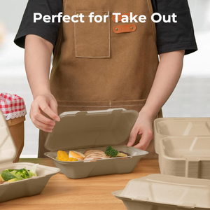 Compostable To Go <b>Food</b> <b>Containers</b>, <b>Disposable</b> To Go Boxes for <b>Food</b> Lunch Boxes Clamshell Take Out <b>Containers</b> with Lids - Product Image 3