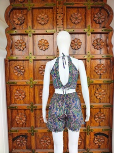 Débardeur en soie tissée 100 % paisley pour femme, écologique, respirant, décontracté, à col halter et dos nu, avec dentelle, plus de 10 couleurs, ODM - Product Image 3