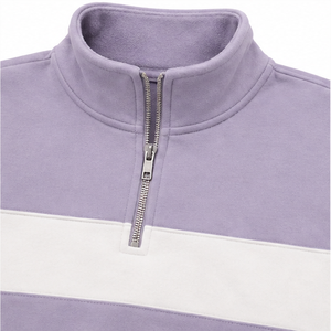 Sudadera Corta Personalizada Color Lila Ahumado para Mujer, Estilo Urbano, con Media Cremallera, Tejido French Terry - Product Image 6