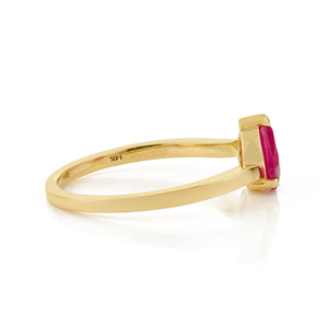 Impresionante Anillo Minimalista de Diseño Delicado con Rubí en Forma de Pera, Joyería para Mujer de Uso Diario, Oro Amarillo de 14K, Piedra de Nacimiento de Julio - Product Image 5