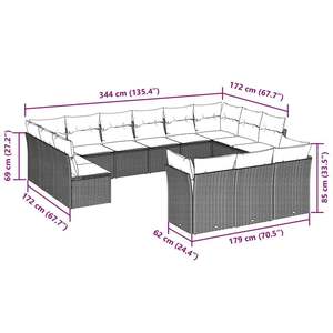 Conjunto de Sofá de Jardín de Ratán Marrón con Cojines Color Crema, Muebles de Exterior Impermeables de Diseño Contemporáneo - Product Image 3