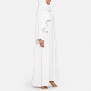 Ensemble Abaya en Polyester Personnalisé de Haute Qualité avec Hijab Assorti, Bordure Blanche, Manches Longues, Longueur Cheville, Décontracté, Printemps Été Automne - Product Image 4