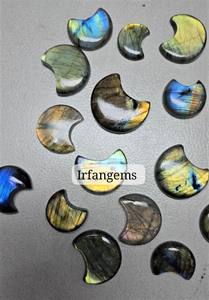 Cabochons de labradorite naturelle de haute qualité, forme lune, faits à la main, lisses, magnifiques pierres précieuses en vrac, labradorites de couleurs mélangées - Product Image 6