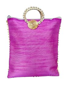 Silk Wedding bag Return Gift Traditional Embroidered Potli Handbag Golden Handle Ethnic Clutch Bag for Women Girls Bridal - Product Image 6