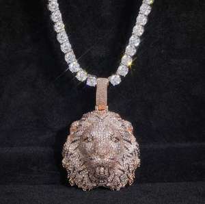 Collier Pendentif Cœur Glacé Micro-Pavé Moissanite Hip Hop Luxe Bling Charm Unisexe Plaqué Or - Product Image 5