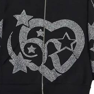 Sweat à capuche unisexe personnalisable avec logo en strass, coupe oversize, qualité supérieure, pour homme, style streetwear, en vente - Product Image 4