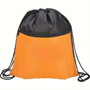Customizable Casual Daypack Drawstring <b>Backpack</b> Bag Lightweight Zip Pocket for Gym Sports Personalized Your Own Logo Pattern - Product Image 3