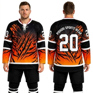Maillot de hockey sur glace personnalisé rose et noir camouflage, sublimation, 100% polyester, manches longues, vêtements d'équipe personnalisés - Product Image 5