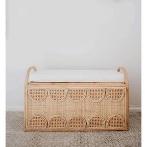 Baúl de Almacenamiento Infantil de Mimbre Hecho a Mano de Primera Calidad, con Patrón Festoneado, Caja de Juguetes de Mimbre Natural, Banco Organizador para Guardería, OEM ODM - Product Image 1