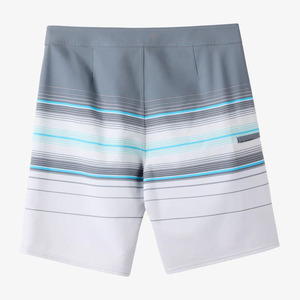 Shorts de bain pour hommes à séchage rapide, rayés, avec cordon de serrage, taille mi-haute, poches, en polyester tissé, pour la plage - Product Image 6