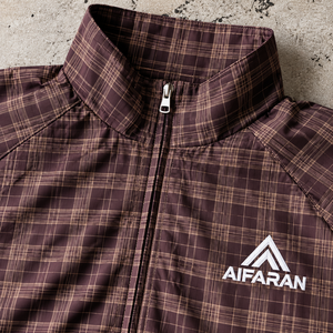 <b>Women's</b> <b>Brown</b> Plaid Woven Printed Cotton Breathable Windbreaker <b>Jacket</b> Stand Collar Zip up Regular Sleeve Luxury Style Coats - Product Image 3