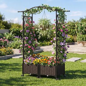 Jardinière auto-arrosante de 1,5 m avec treillis et toit pour jardin et usage intérieur - Product Image 2
