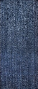 Braided Navy Blue Jute Runner <b>Rug</b> Handmade Natural Fiber Carpet <b>Boho</b> Farmhouse Hallway Floor Mat - Product Image 2