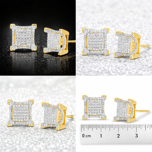Pendientes de tuerca con diamantes cultivados en laboratorio, oro macizo de 10K con baño de rodio, estilo clásico, unisex, regalo para aniversario o fiesta - Product Image 5