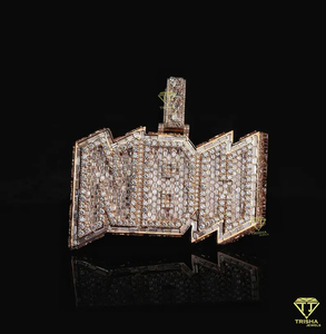 <b>Custom</b> " NBN" Pendant Moissanite Diamond Baguette Stone Hip Hop <b>Necklace</b> Luxury Jewelry Giftv - Product Image 1