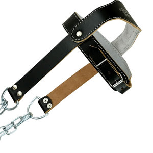 <b>Leather</b> Neck <b>Harness</b> with Chain and Buckle Closure Adjustable Protective Gear for Boxing Adults Unisex Standard Style - Product Image 6