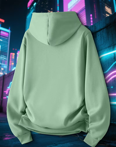 Men's Mint Green Hooded Sweatshirt Regular Fit Cotton Fleece Front Print Logo Casual Winter Eco-Friendly Breathable - Product Image 2