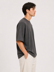 Camiseta con hombros caídos, corte holgado, mezcla de algodón premium, tela transpirable, estilo streetwear moderno, diseño personalizado, tacto suave - Product Image 2