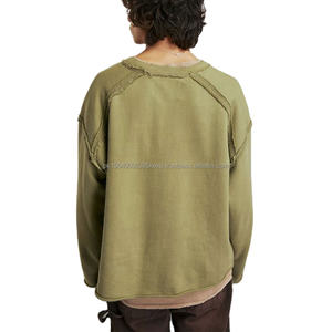 Venta al por mayor jogging hombres chándal personalizado borde crudo diseño sudaderas con capucha sudadera casual fit cuello redondo oversize unisex sudaderas - Product Image 2