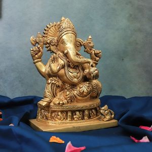 Astha vinayaka Ganesha รูปปั้นศิลปะพื้นเมืองดั้งเดิมตกแต่งรูปสลักทองเหลืองสำหรับบ้านหรือวัดประติมากรรมผลิตภัณฑ์ประเภท - Product Image 2