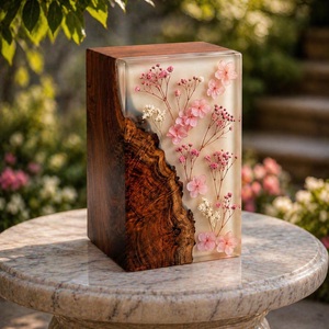 Personalized Eco-Friendly Durable Cremation Urn <b>for</b> Human <b>Ashes</b> Rustic Floral Wooden Memorial Urn <b>Box</b> Custom Engraved - Product Image 5