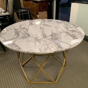 Mesa de centro decorativa con acabado de mármol, mesa de centro con base geométrica, mesa de centro artística, mesa de centro elegante, mesa de centro moderna - Product Image 5