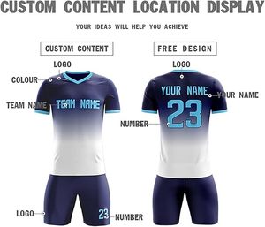 Conjunto de Camiseta de Fútbol Personalizada con Degradado Rosa y Azul, Sublimada, de Manga Corta, Absorbente de Humedad, Unisex, para Equipos Deportivos - Product Image 4