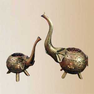 Par de Portavelas Decorativos de Elefante de Primera Calidad para Decoración del Hogar y la Oficina, Soporte para Velas de Té, Par para Decoración Festiva - Product Image 2
