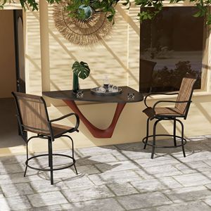 Set di 2 sgabelli da bar moderni con sedie girevoli a 360°, 26,75" x 29,5" x 48,5", marrone - Product Image 2