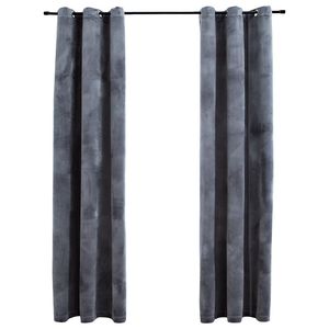 Velluto antracite 37 "x 63" tende oscuranti con anelli Set 2 pezzi - Product Image 1