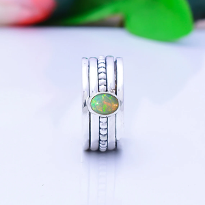 Natural Ethiopian <b>Opal</b> Spinner <b>Ring</b> 925 Sterling <b>Silver</b> Handmade Anxiety Fidget <b>Ring</b> Jewelry - Product Image 3
