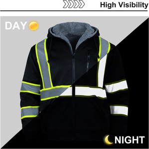 Custom Hi <b>Vis</b> Winter Class 3 <b>High</b> Visibility <b>Jacket</b> <b>Orange</b> Lined Fleece Work Reflective Safety Sweatshirts Safety Wear - Product Image 2