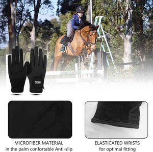 Gants noirs unisexes en cuir pleine fleur antidérapants de qualité supérieure pour le cyclisme, l'équitation, le ski, les voyages et les sports de plein air - Product Image 4