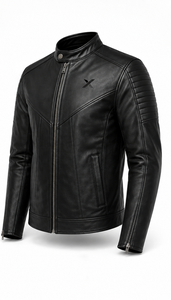 Veste de moto en cuir moderne pour café-récréation |   Vert Forêt Charbon Noir |   Fabricant OEM ODM |   Qualité de conception haut de gamme | Vêtements de course - Product Image 2