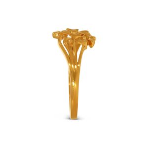 Premium Botanical Flower Gold Plated Ring Elegant <b>Twin</b> Blossom Floral Design with Flowing Leaf Details and Sophisticated Polish - Product Image 4