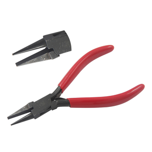 Pince à bec plat en acier inoxydable de 130 mm, finition oxyde noir, poignées en PVC, mâchoires lisses, pour sertissage, coupe, pêche, bricolage, fabrication de bijoux et artisanat - Product Image 1